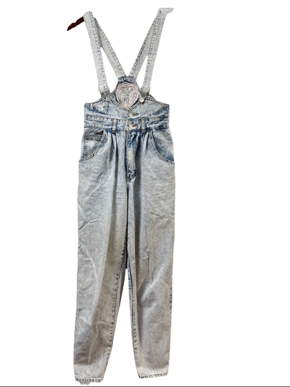 Vintage 90s Acid Wash Jordache Lace Overall Coverall sz S Very Rare Excellent